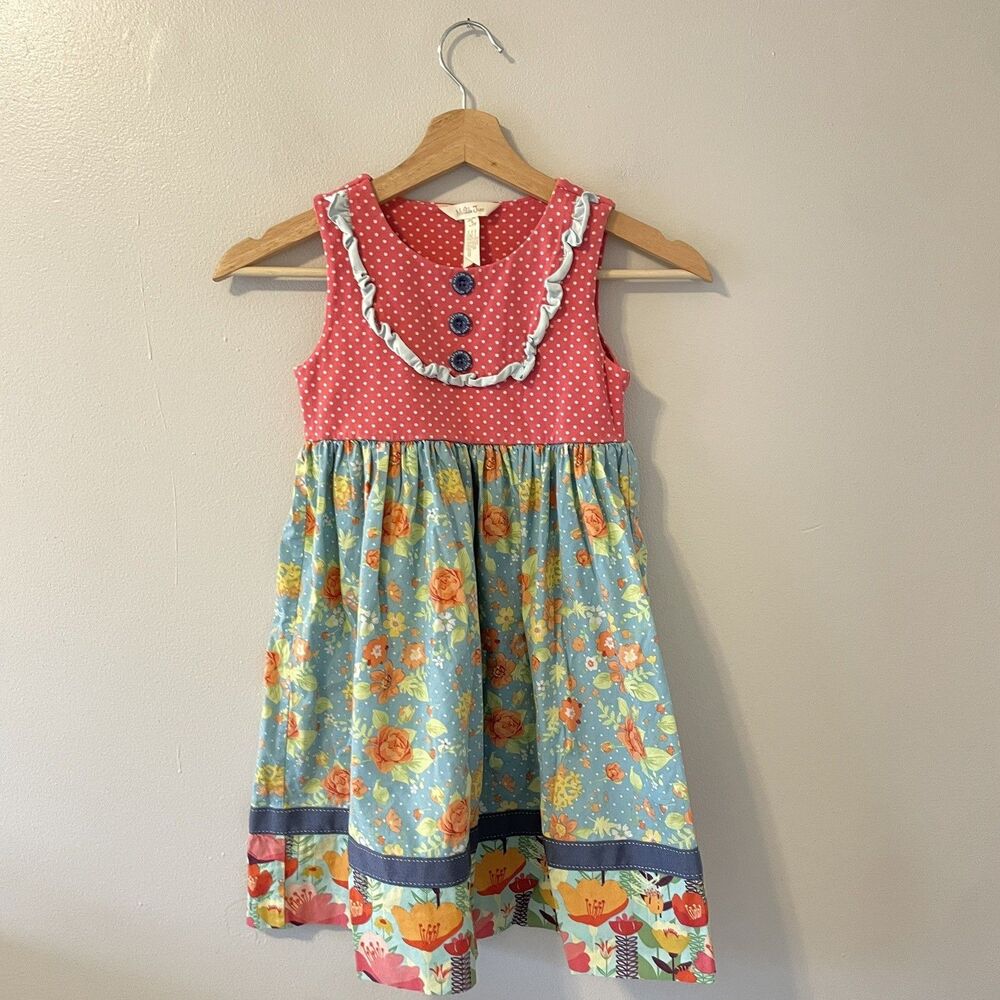 Matilda Jane Camp MJC Green Garden Dress Girls Size 8 Floral Boho